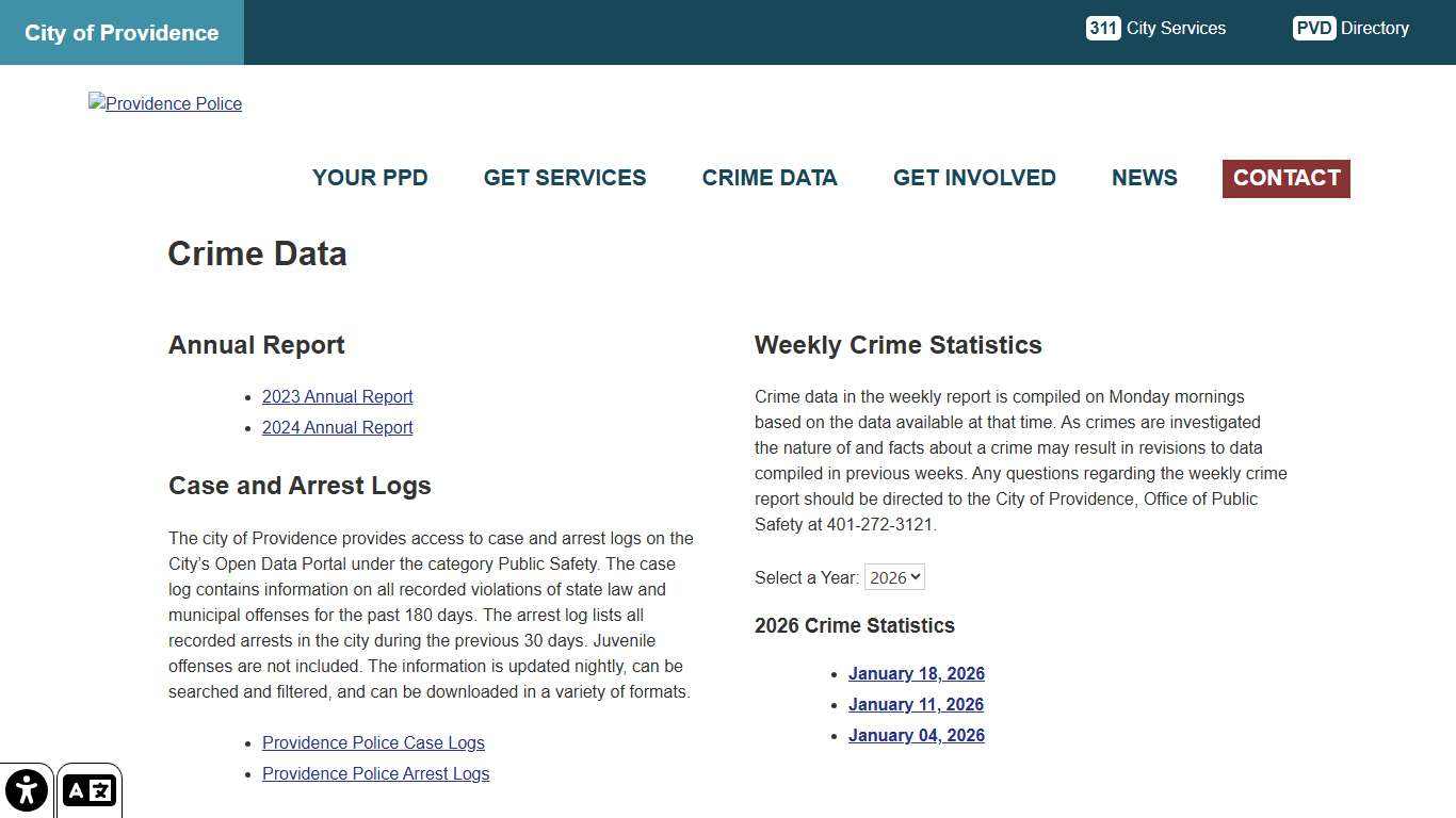 Crime Data - Providence Police Department